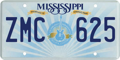 MS license plate ZMC625