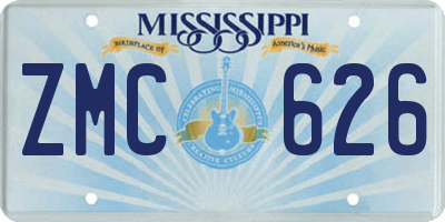 MS license plate ZMC626