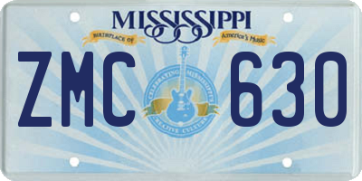 MS license plate ZMC630