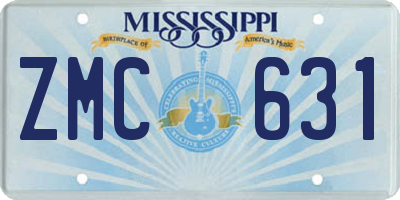 MS license plate ZMC631