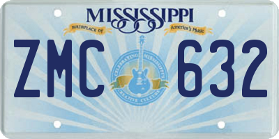 MS license plate ZMC632