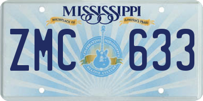 MS license plate ZMC633