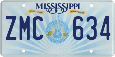 MS license plate ZMC634