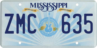 MS license plate ZMC635