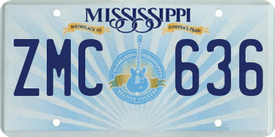 MS license plate ZMC636
