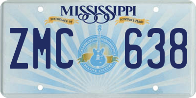 MS license plate ZMC638