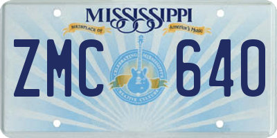 MS license plate ZMC640