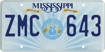 MS license plate ZMC643