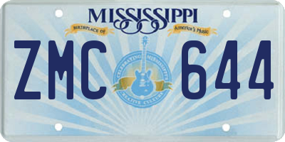 MS license plate ZMC644