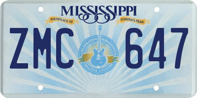 MS license plate ZMC647