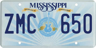 MS license plate ZMC650