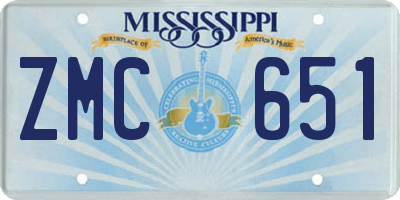 MS license plate ZMC651