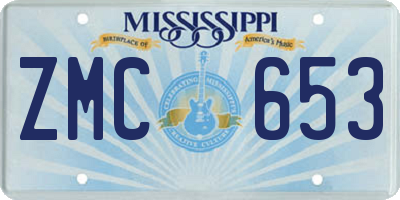 MS license plate ZMC653