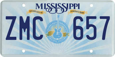 MS license plate ZMC657