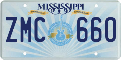 MS license plate ZMC660