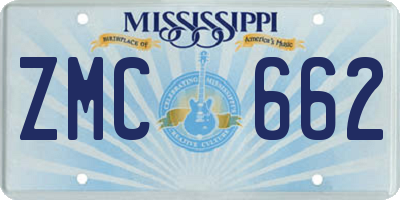MS license plate ZMC662