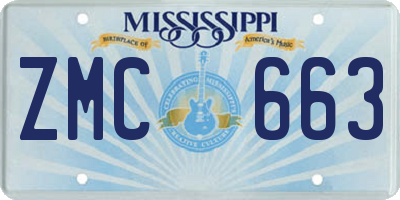 MS license plate ZMC663