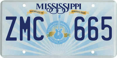 MS license plate ZMC665