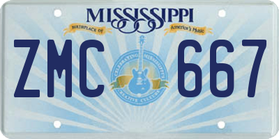 MS license plate ZMC667