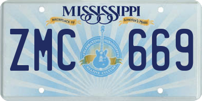 MS license plate ZMC669