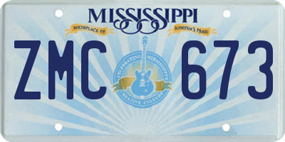 MS license plate ZMC673