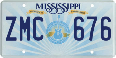 MS license plate ZMC676