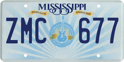 MS license plate ZMC677