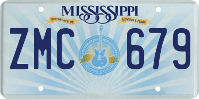MS license plate ZMC679