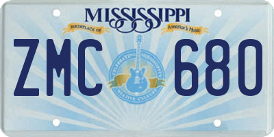 MS license plate ZMC680