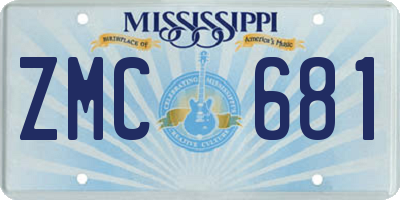 MS license plate ZMC681