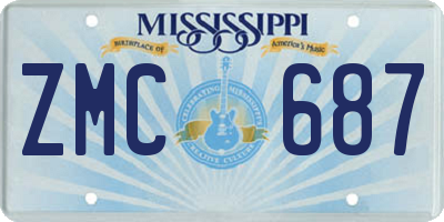 MS license plate ZMC687