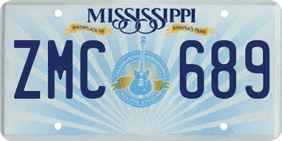 MS license plate ZMC689