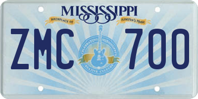 MS license plate ZMC700
