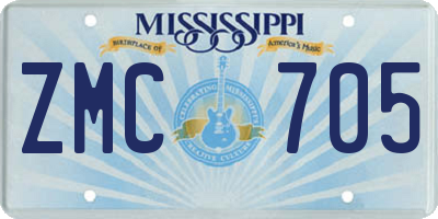 MS license plate ZMC705