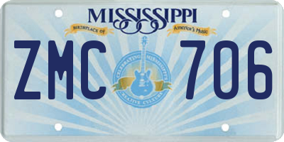 MS license plate ZMC706