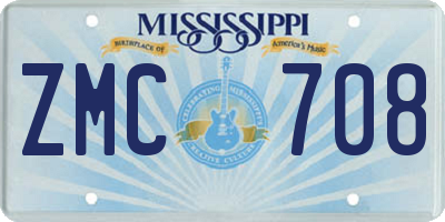 MS license plate ZMC708