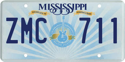 MS license plate ZMC711