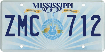 MS license plate ZMC712