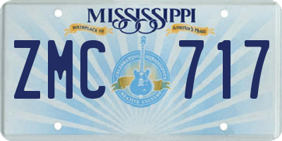 MS license plate ZMC717