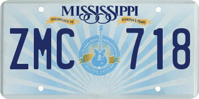 MS license plate ZMC718