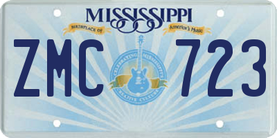 MS license plate ZMC723