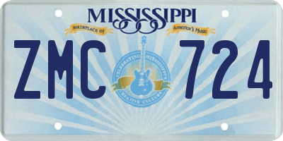 MS license plate ZMC724
