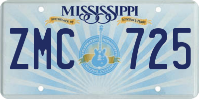 MS license plate ZMC725