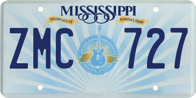 MS license plate ZMC727