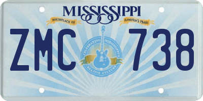 MS license plate ZMC738