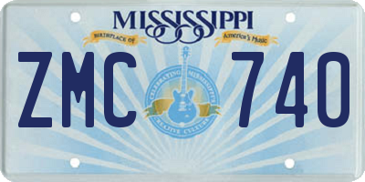 MS license plate ZMC740