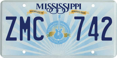MS license plate ZMC742