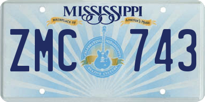 MS license plate ZMC743