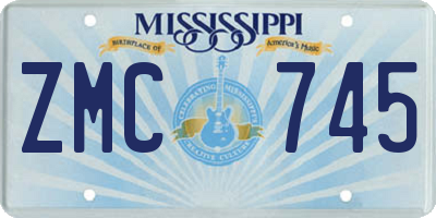 MS license plate ZMC745