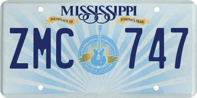 MS license plate ZMC747